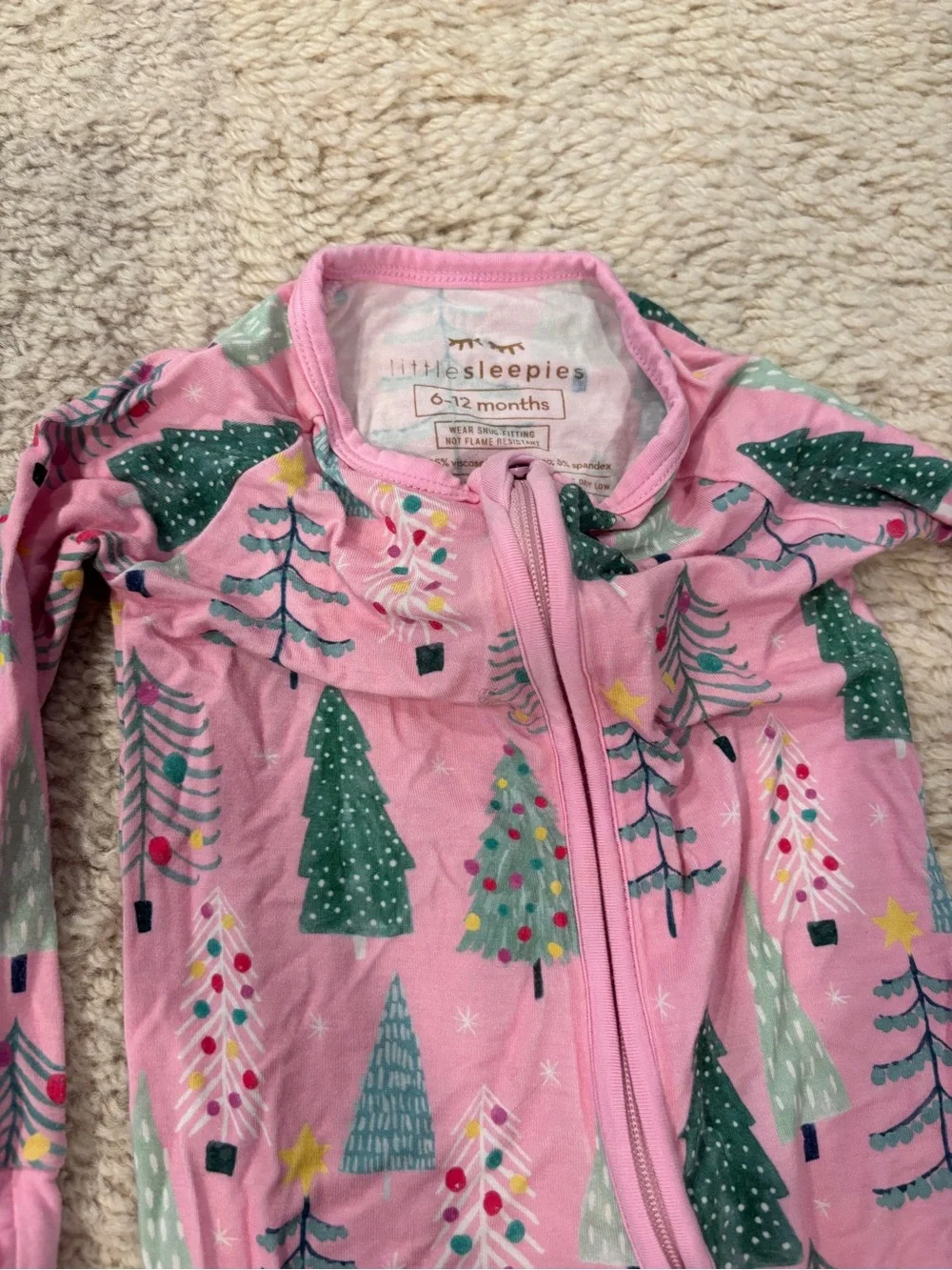 Little Sleepies Pink Twinkling Trees Zippy 6-12 Months
